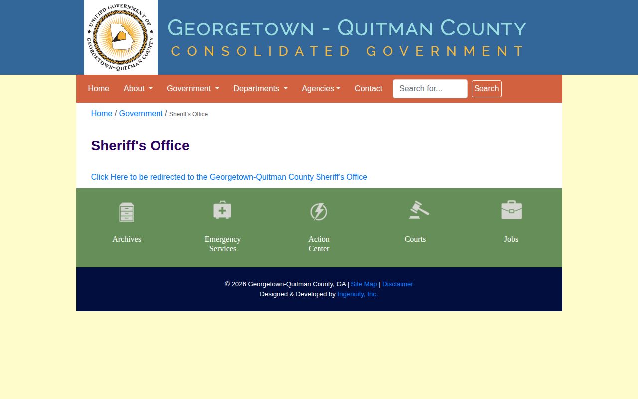 Quitman County Sheriff's Office official doorway for booking records and custody information