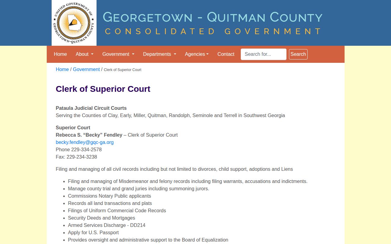 Quitman County Superior Court clerk records path for booking dispositions