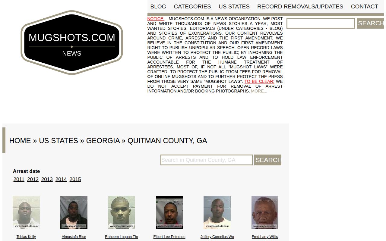 Historical Quitman County Mugshots.com archive for older booking records